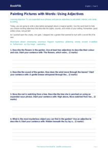 Free Adjectives Writing Frame | Year 5 | English | BookFlik
