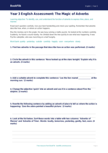 Free Adverbs Assessment | Year 3 | English | BookFlik