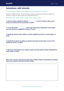 Free Adverbs Worksheet | Year 3 | English | BookFlik