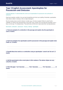 Free Apostrophes Assessment | Year 3 | English | BookFlik