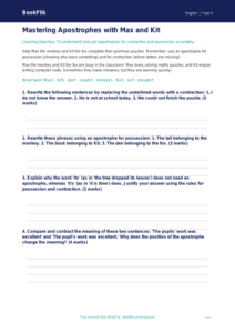 Free Apostrophes Worksheet | Year 4 | English | BookFlik