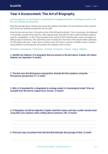 Free Biography Assessment | Year 4 | English | BookFlik