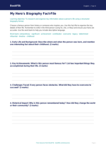 Free Biography Template | Year 4 | English | BookFlik