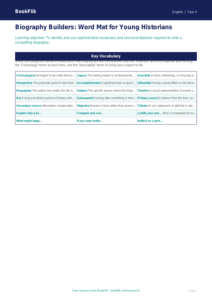 Free Biography Word Mat | Year 4 | English | BookFlik