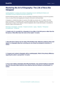 Free Biography Worksheet | Year 4 | English | BookFlik