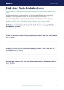 Black History Month Writing Frame for Year 1 | Australian Curriculum