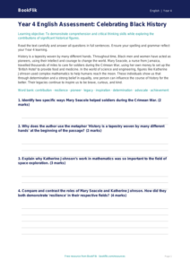 Black History Month Assessment Year 4 | English | BookFlik