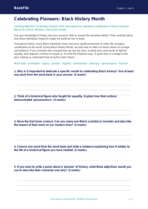 Black History Month Worksheet | Year 5 English | Australian Curriculum