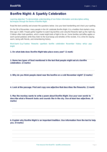 Year 2 Bonfire Night English Worksheet | Free Australian Curriculum Resource