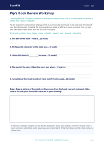 Free Book Review Activity Sheet | Foundation | English | BookFlik