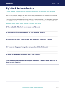 Free Book Review Worksheet | Foundation | English | BookFlik