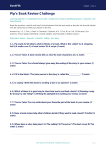 Free Book Review Quiz | Year 1 | English | BookFlik