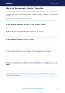 Free Book Review Writing Frame | Year 1 | English | BookFlik