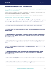Free Book Review Quiz | Year 2 | English | BookFlik