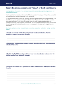 Free Book Review Assessment | Year 5 | English | BookFlik