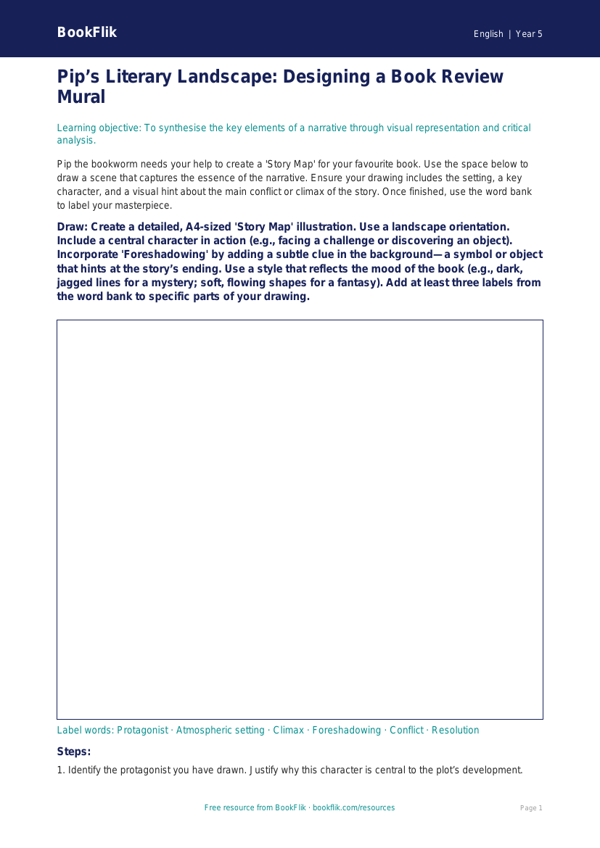 Free Book Review Drawing Sheet | Year 5 | English | BookFlik worksheet preview — English Book Review