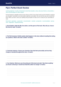 Free Book Review Template | Year 5 | English | BookFlik