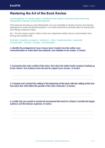 Free Book Review Worksheet | Year 5 | English | BookFlik