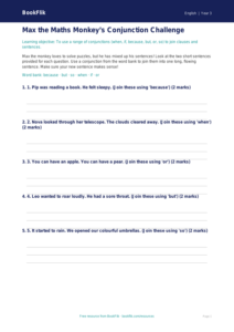 Free Conjunctions Activity Sheet | Year 3 | English | BookFlik