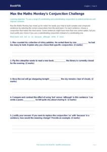 Free Conjunctions Activity Sheet | Year 4 | English | BookFlik
