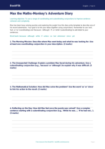 English conjunctions template year 4 greater depth