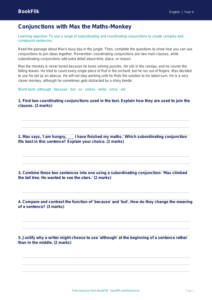 English conjunctions track sheet year 4 greater depth