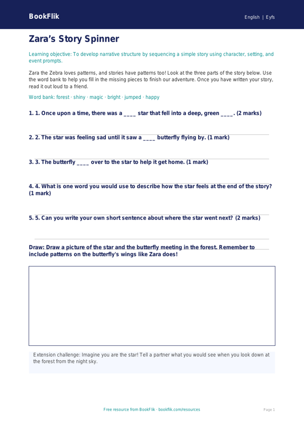 Free Creative Writing Activity Sheet | Foundation | English | BookFlik worksheet preview — English Creative Writing