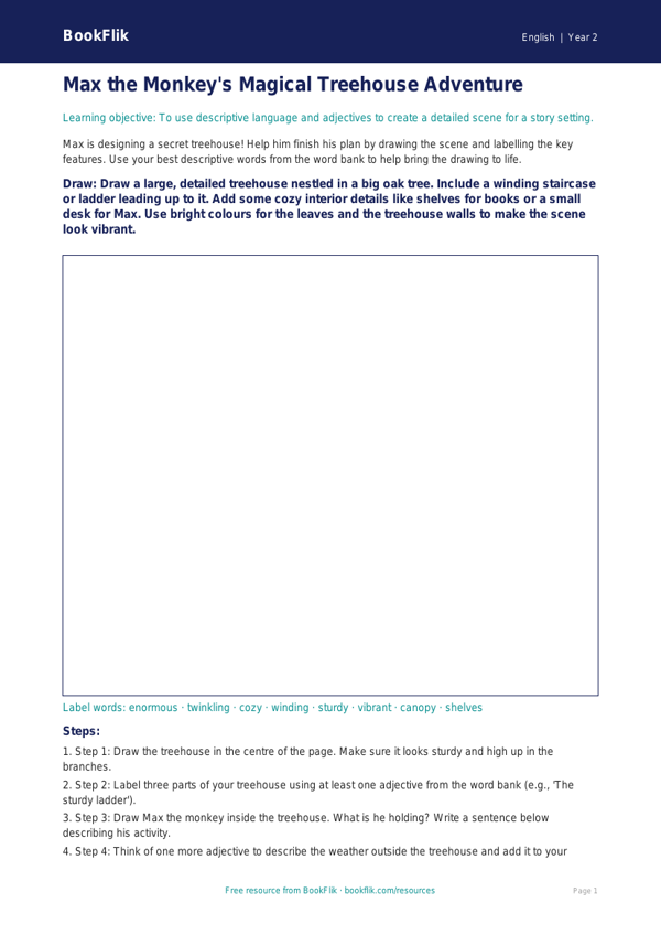 Free Creative Writing Drawing Sheet | Year 2 | English | BookFlik worksheet preview — English Creative Writing