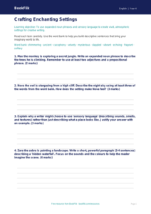 English creative writing worksheet year 4 greater depth