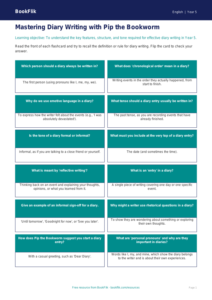Free Diary Writing Flashcards | Year 5 | English | BookFlik