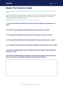 Free Diwali Story Activity Sheet | Year 2 | English | BookFlik