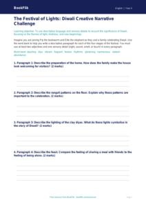 English diwali story activity sheet year 4 greater depth