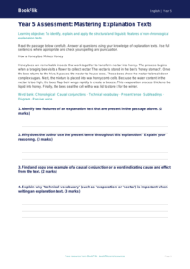 Free Explanation Texts Assessment | Year 5 | English | BookFlik