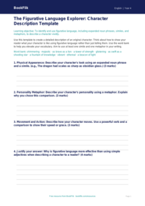 English figurative language template year 4 greater depth