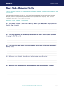 Free Figurative Language Activity Sheet | Year 5 | English | BookFlik