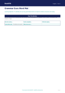 Free Grammar Word Mat | Year 2 | English | BookFlik