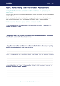 Year 2 Handwriting Assessment | Australian Curriculum English | BookFlik