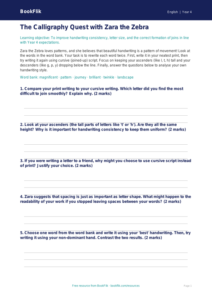 Free Handwriting Activity Sheet | Year 4 | English | BookFlik