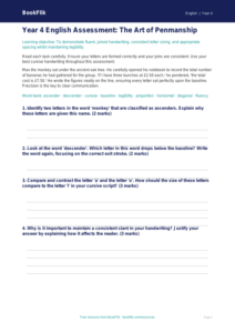 English handwriting assessment year 4 greater depth