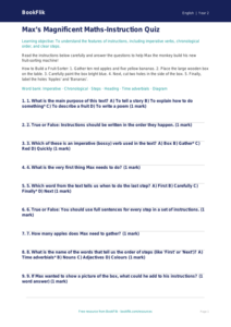 Free Instructions Quiz | Year 2 | English | BookFlik