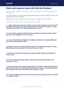 Free Myths And Legends Quiz | Year 4 | English | BookFlik