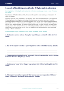 Free Myths And Legends Track Sheet | Year 5 | English | BookFlik