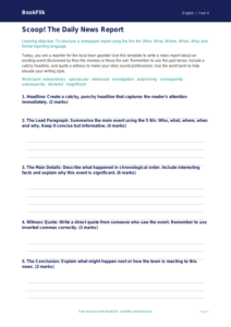 Free Newspaper Writing Template | Year 4 | English | BookFlik