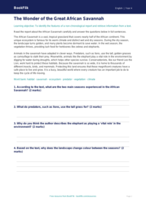 Free Non Chronological Reports Comprehension | Year 4 | English | BookFlik