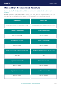 Free Nouns And Verbs Flashcards | Year 2 | English | BookFlik