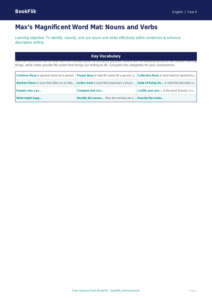Free Nouns And Verbs Word Mat | Year 4 | English | BookFlik