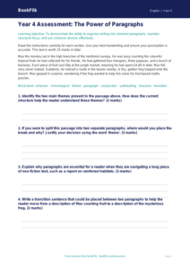 Free Paragraphs Assessment | Year 4 | English | BookFlik