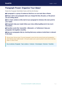 Free Paragraphs Poster | Year 5 | English | BookFlik