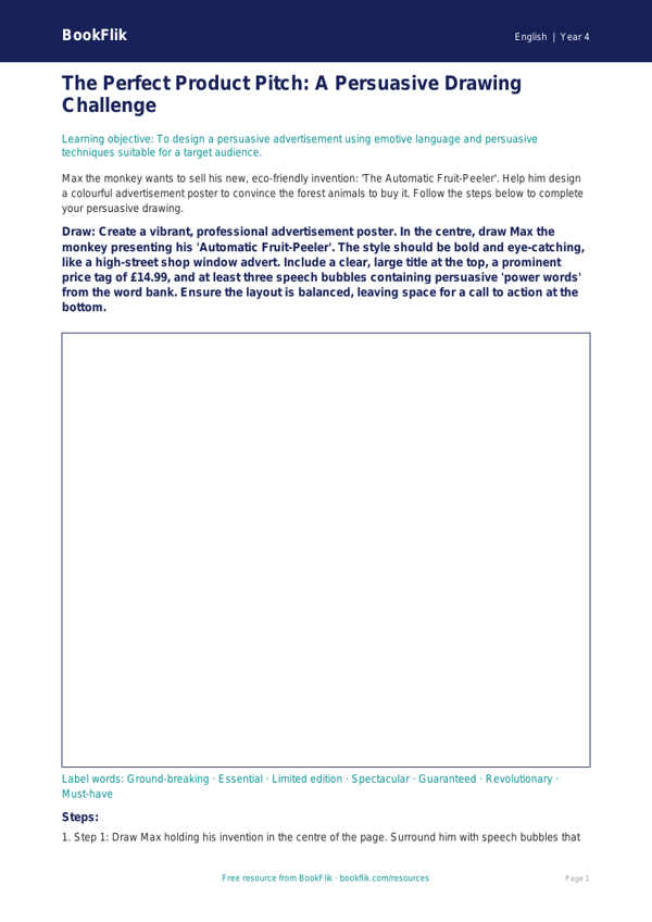 English persuasive writing drawing sheet year 4 greater depth worksheet preview — English Persuasive Writing