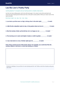 Free Poetry Activity Sheet | Year 1 | English | BookFlik